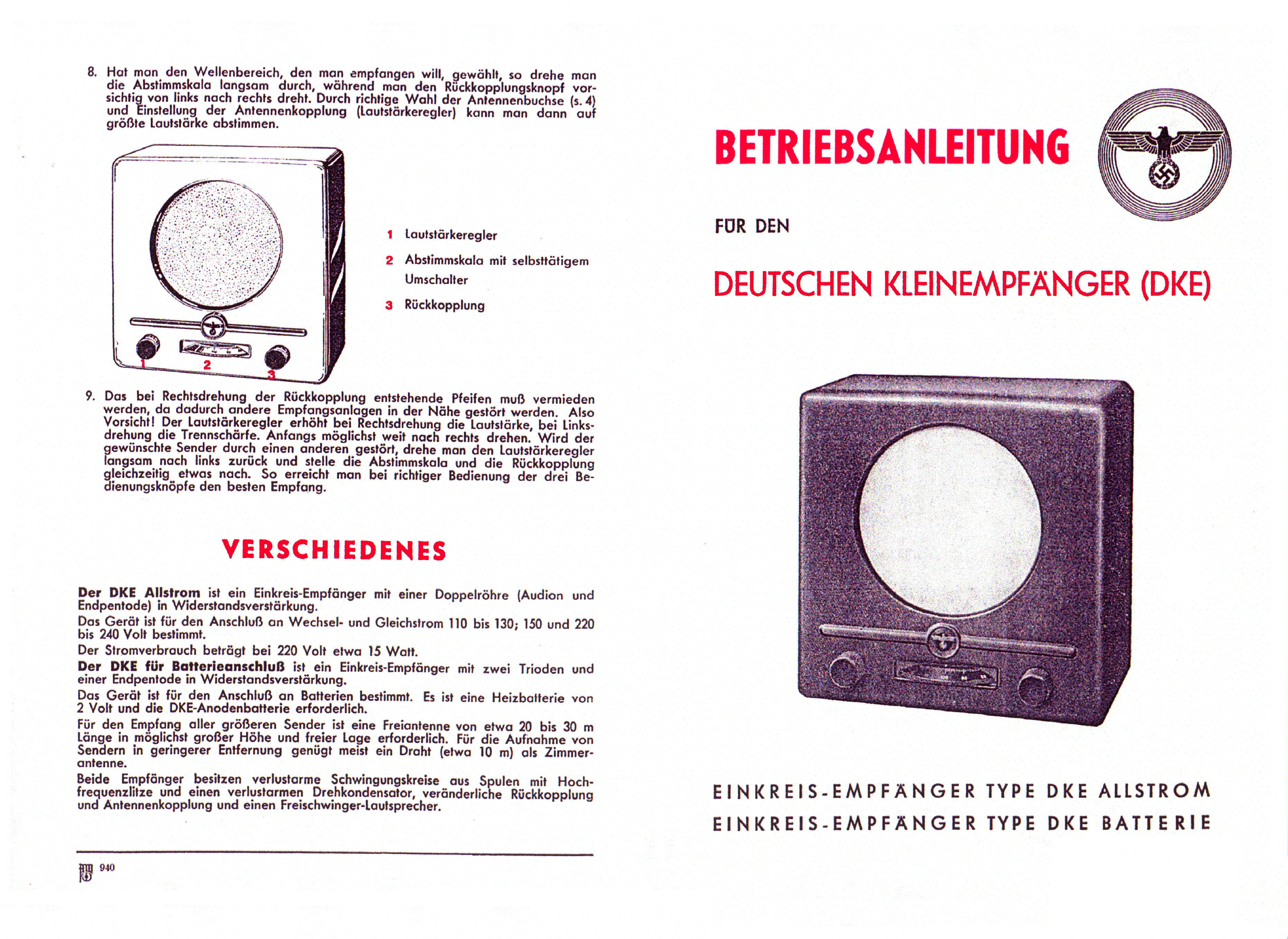 Bertriebsanleitung DEK Volksempfnger